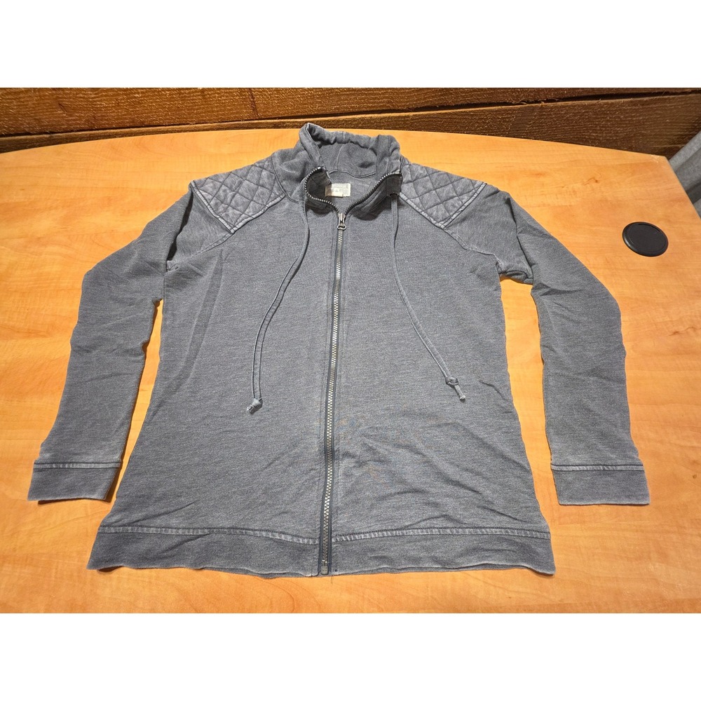 Converse All Star Full Zip Sweatshirt Gray Quilted Shoulder Moto Jacket XL